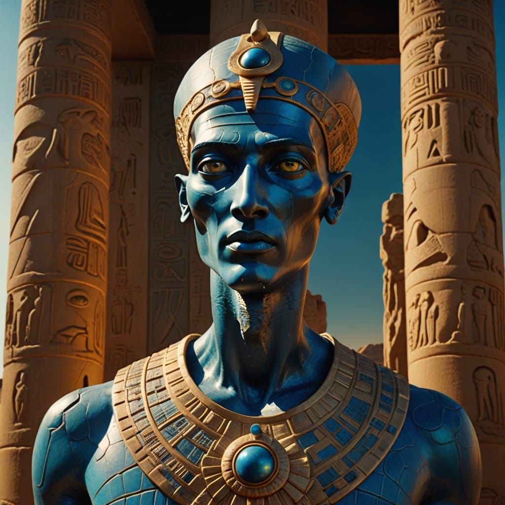 Human Egyptian Pharaoh full body view looking slightly to the left