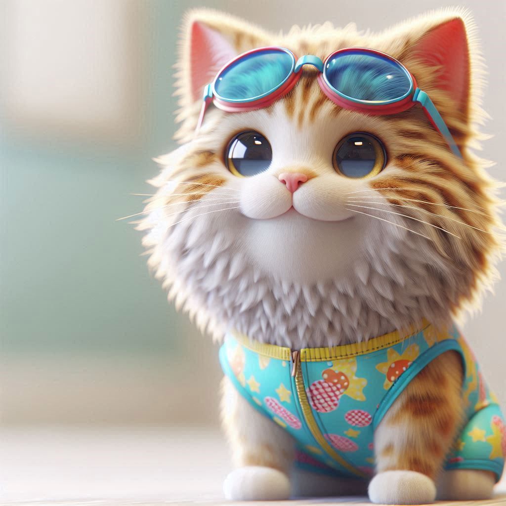 CUTE CAT IN SWIMMING GLASSES