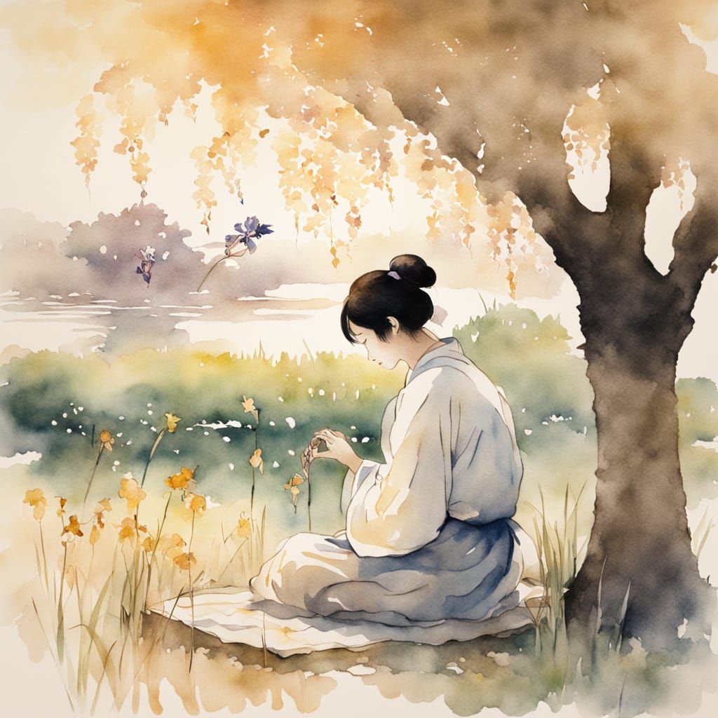 sitting under the shade of a tree 