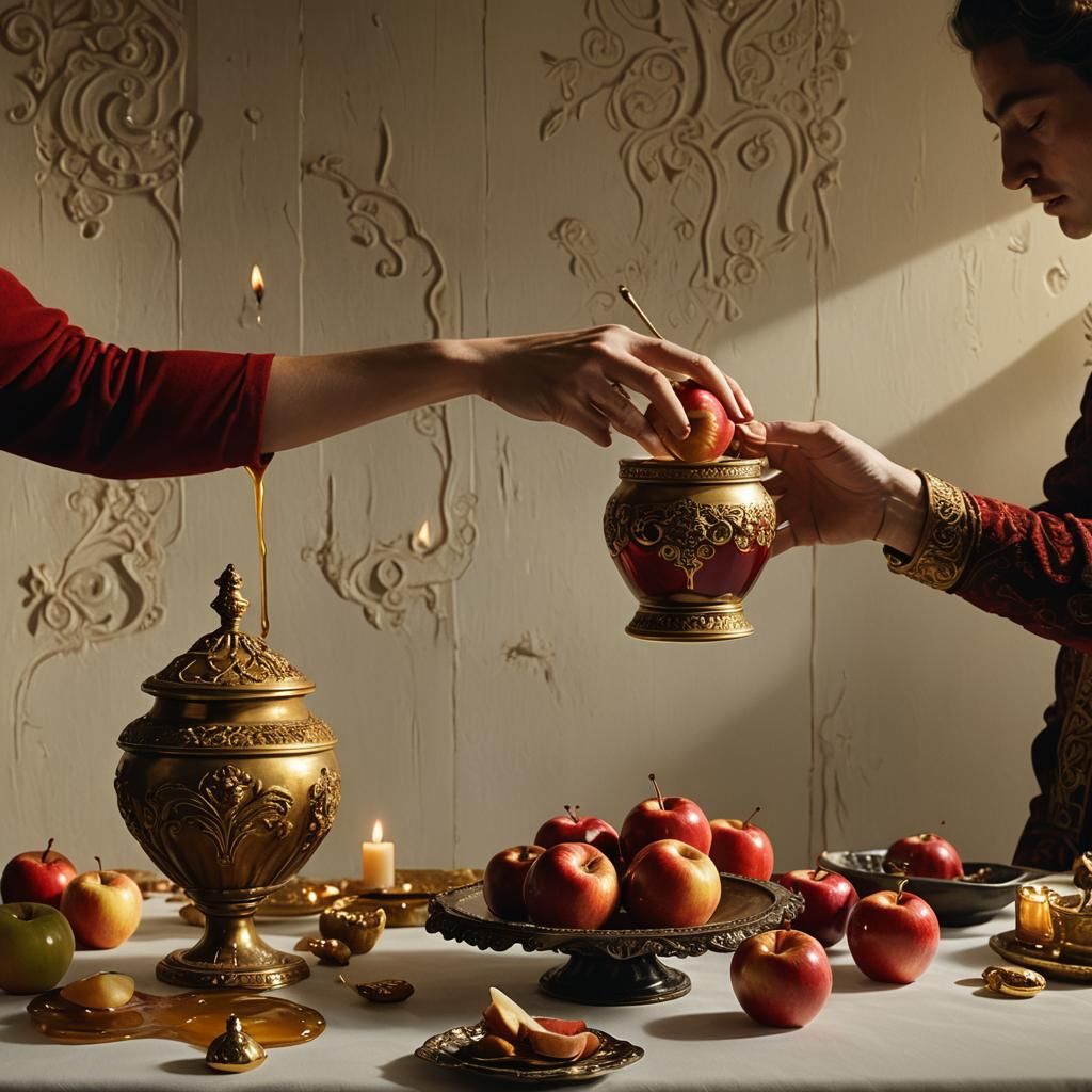 Honey Apple Still Life in Surrealist Style