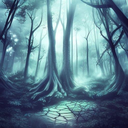 surreal mysterious abandoned forest detailed atmosphere mystic dark ...