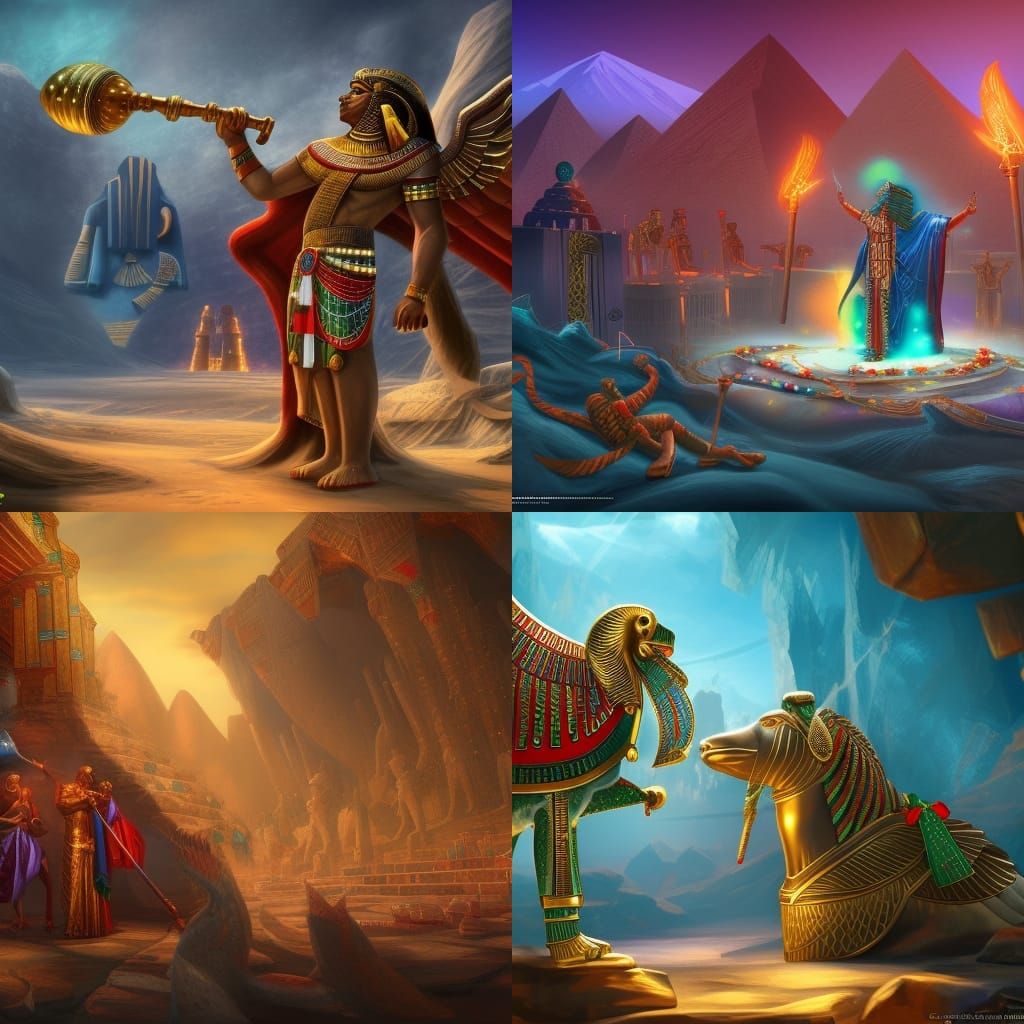 Egyptian gods celebrating Christmas