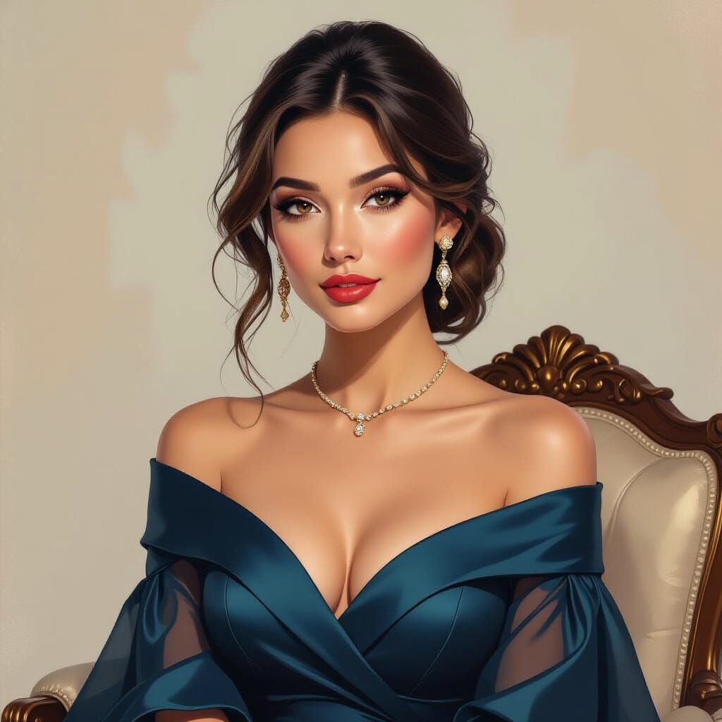 Elegant Woman Portrait with Vibrant Painterly Textures