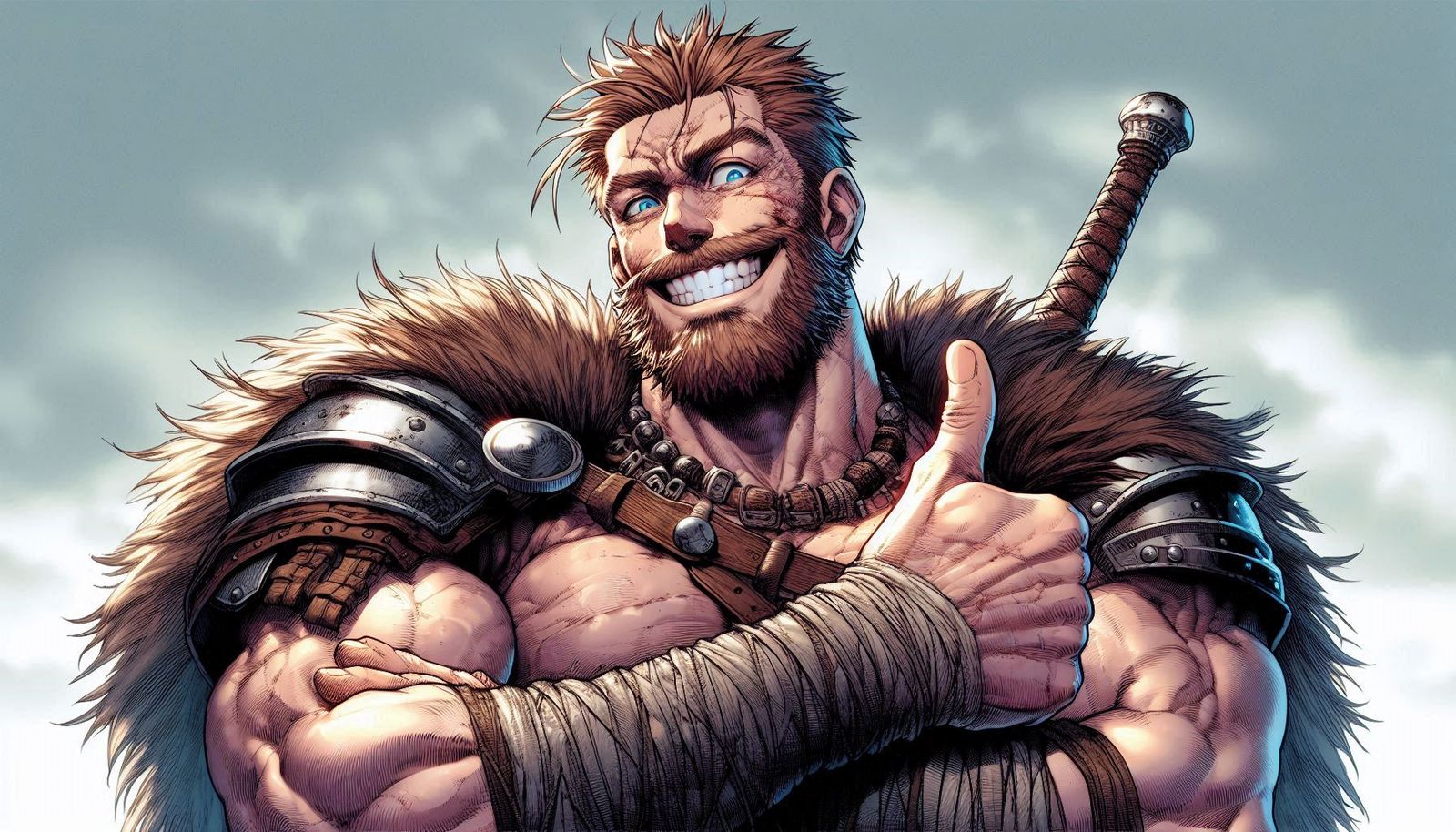 A Viking with a funny pose