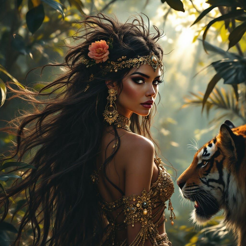 Regal Tribal Queen Reigns in Jungle Paradise