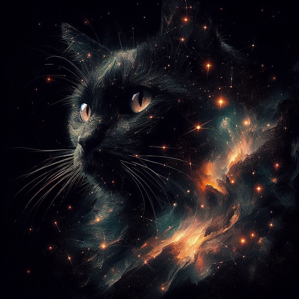 Black cat at night