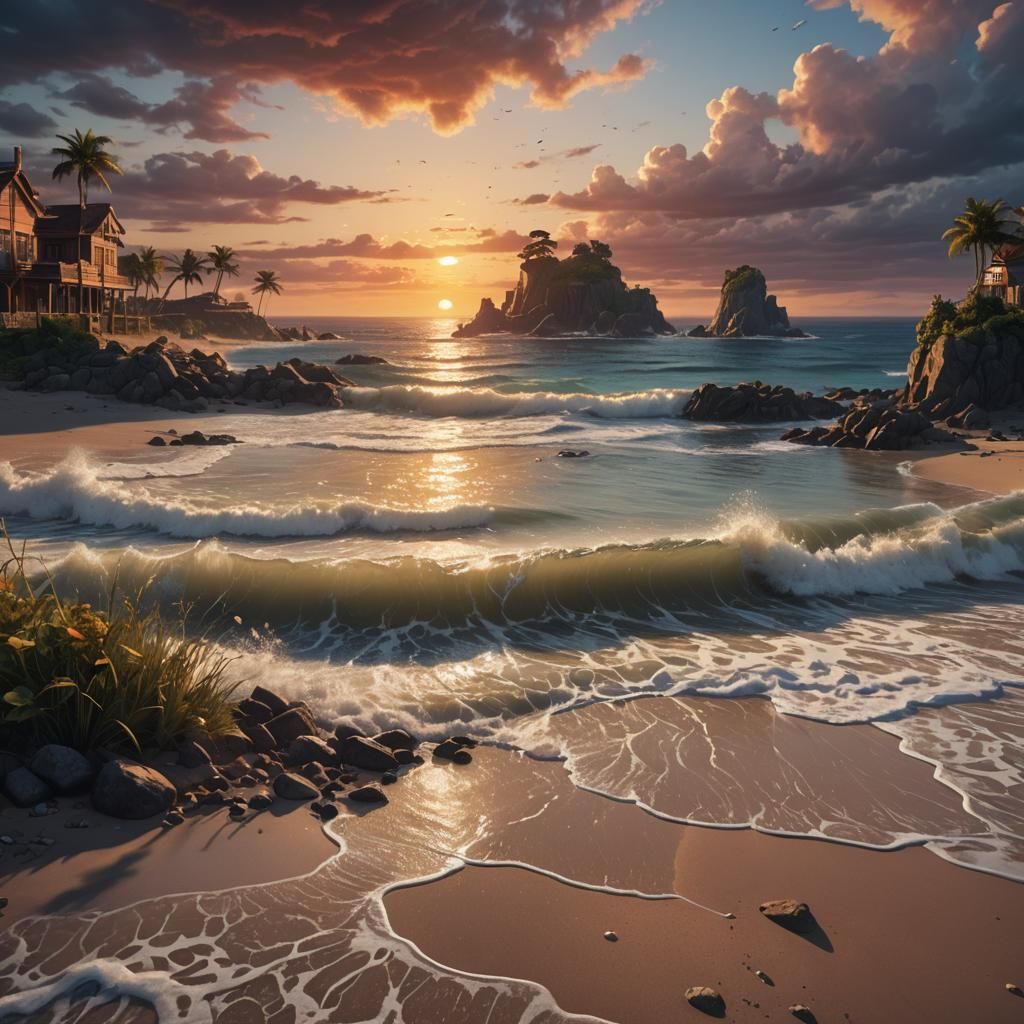 sunset at the beach   by @navy battleship