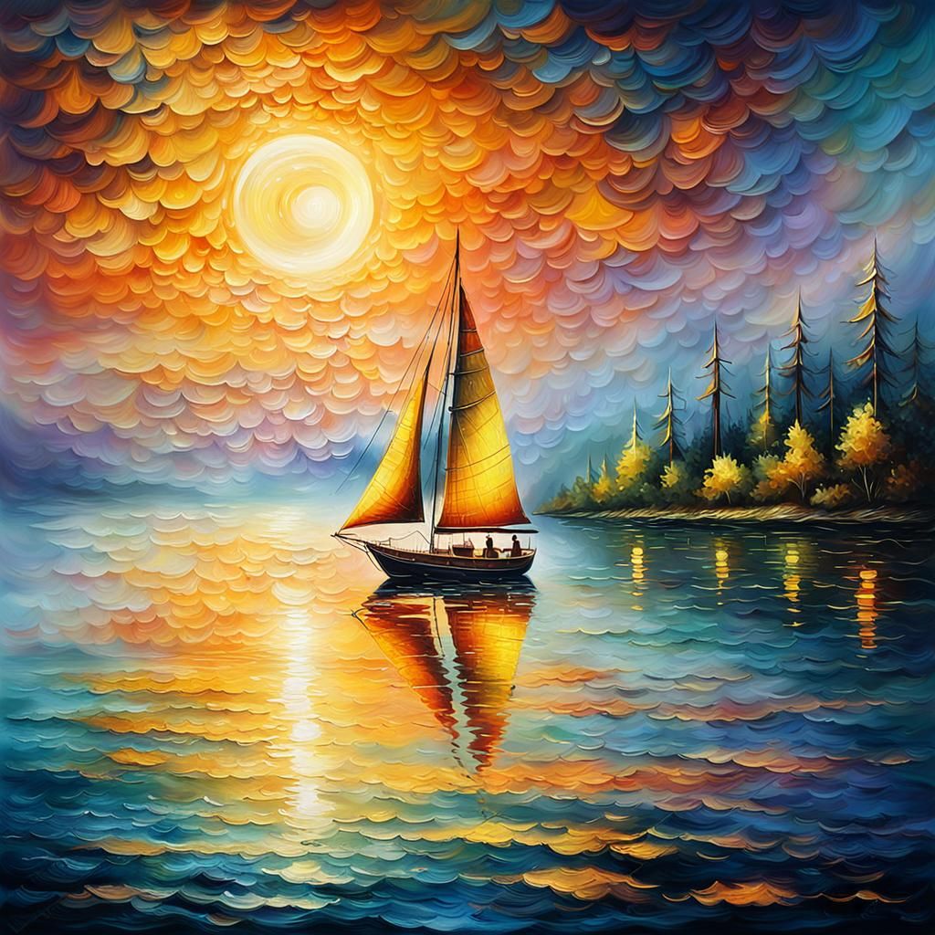 The sailing in a magical big moon  by @Vochomurka