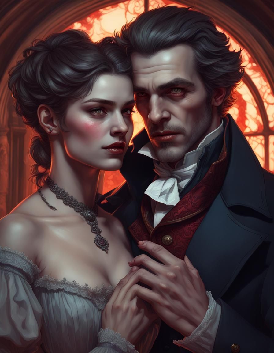 1800s vampire couple romance - AI Generated Artwork - NightCafe Creator