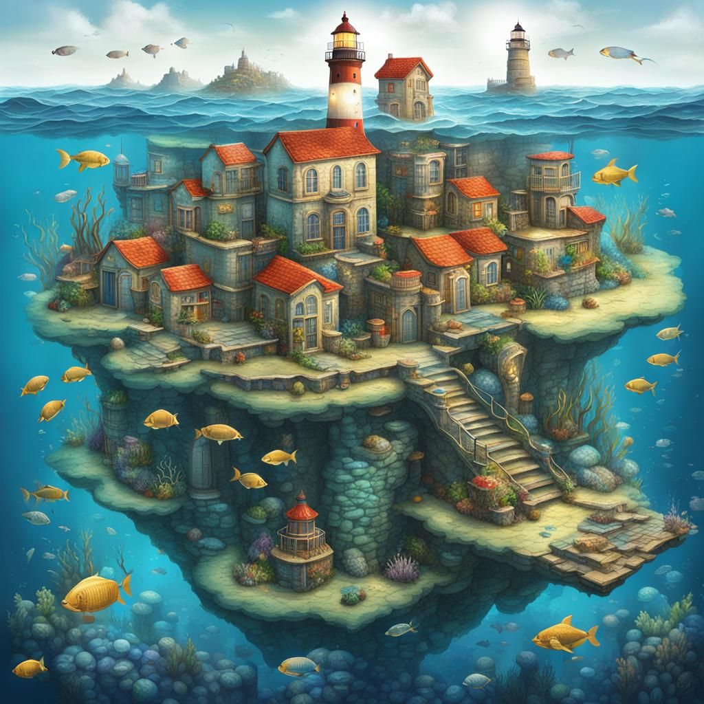 Underwater City Lighthouse on Book Island