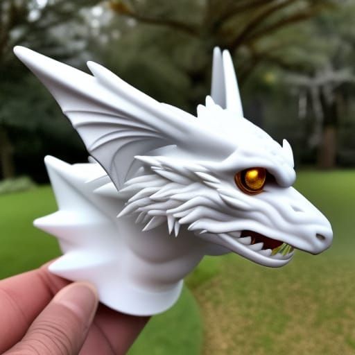 3D printed white dragon head  by @Tin Myren