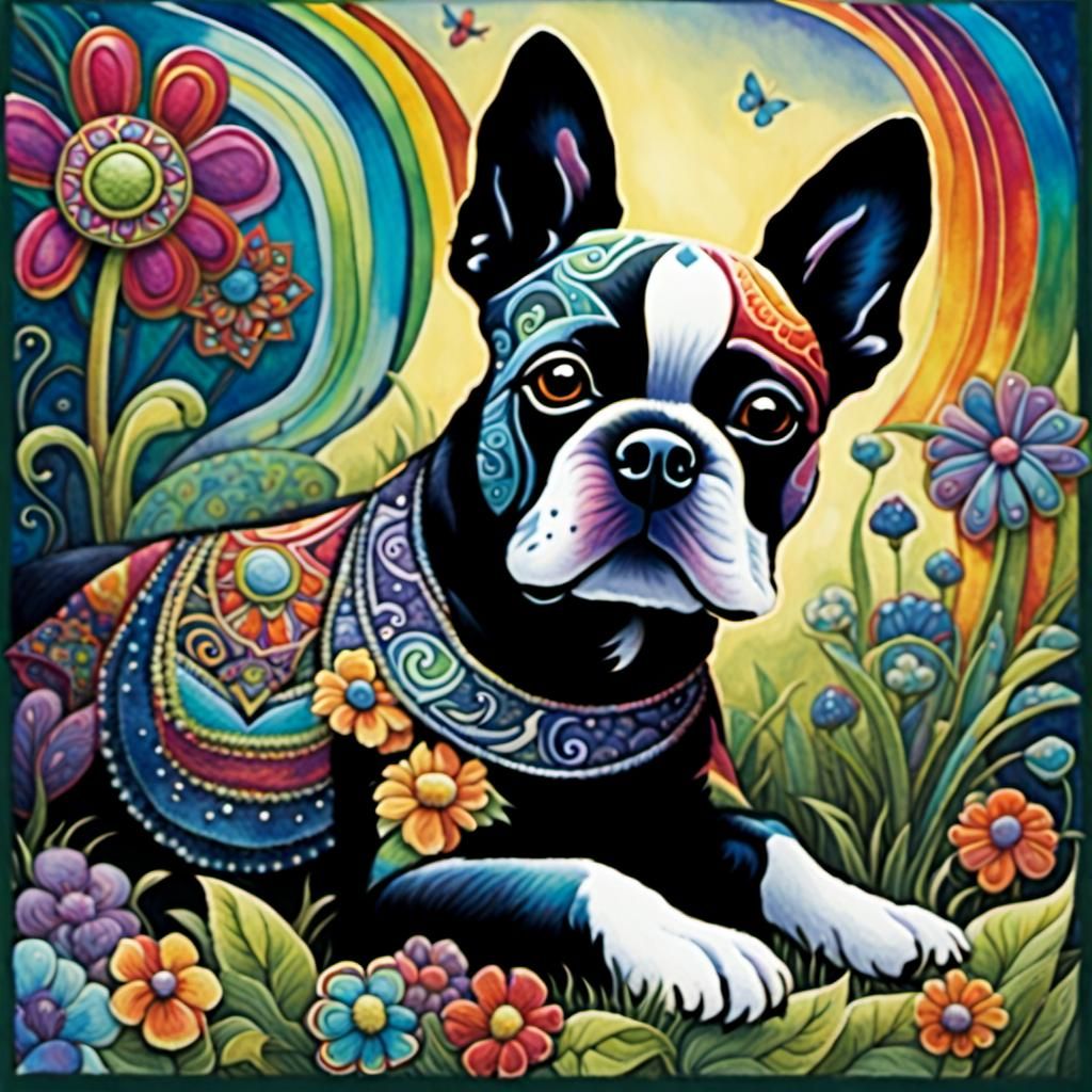 Dog Dayz - Boston Terrier - AI Generated Artwork - NightCafe Creator