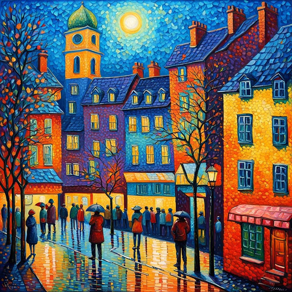 Expressionist Oil Painting with Thick Impasto Layers