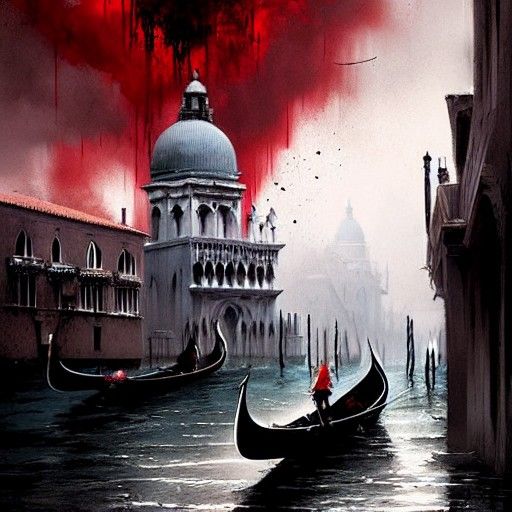 Venice drenched in blood dark clouds sinister by Greg Rutkow...