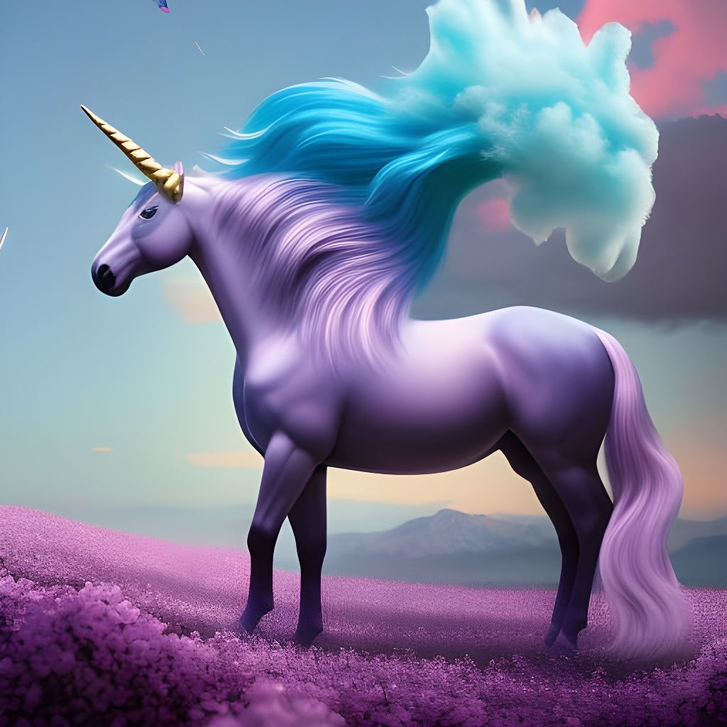 Cotton candy unicorn, distinct lighting, detailed matte pain...