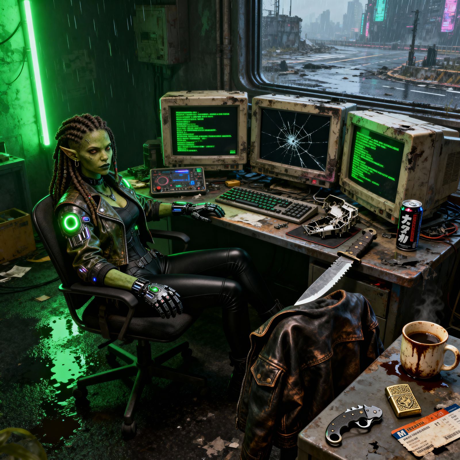 Cyberpunk Ork Hacker