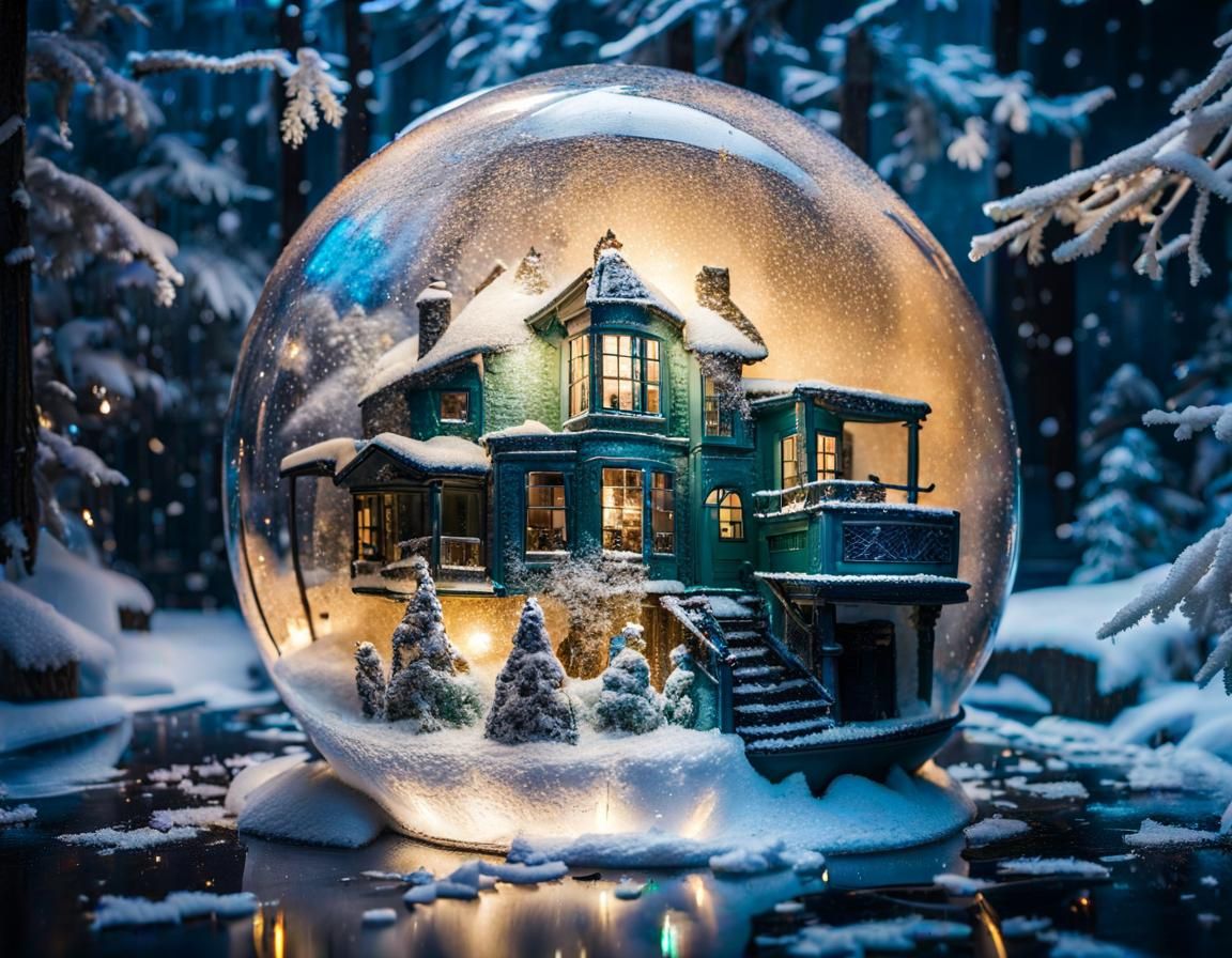 A snow globe of a house