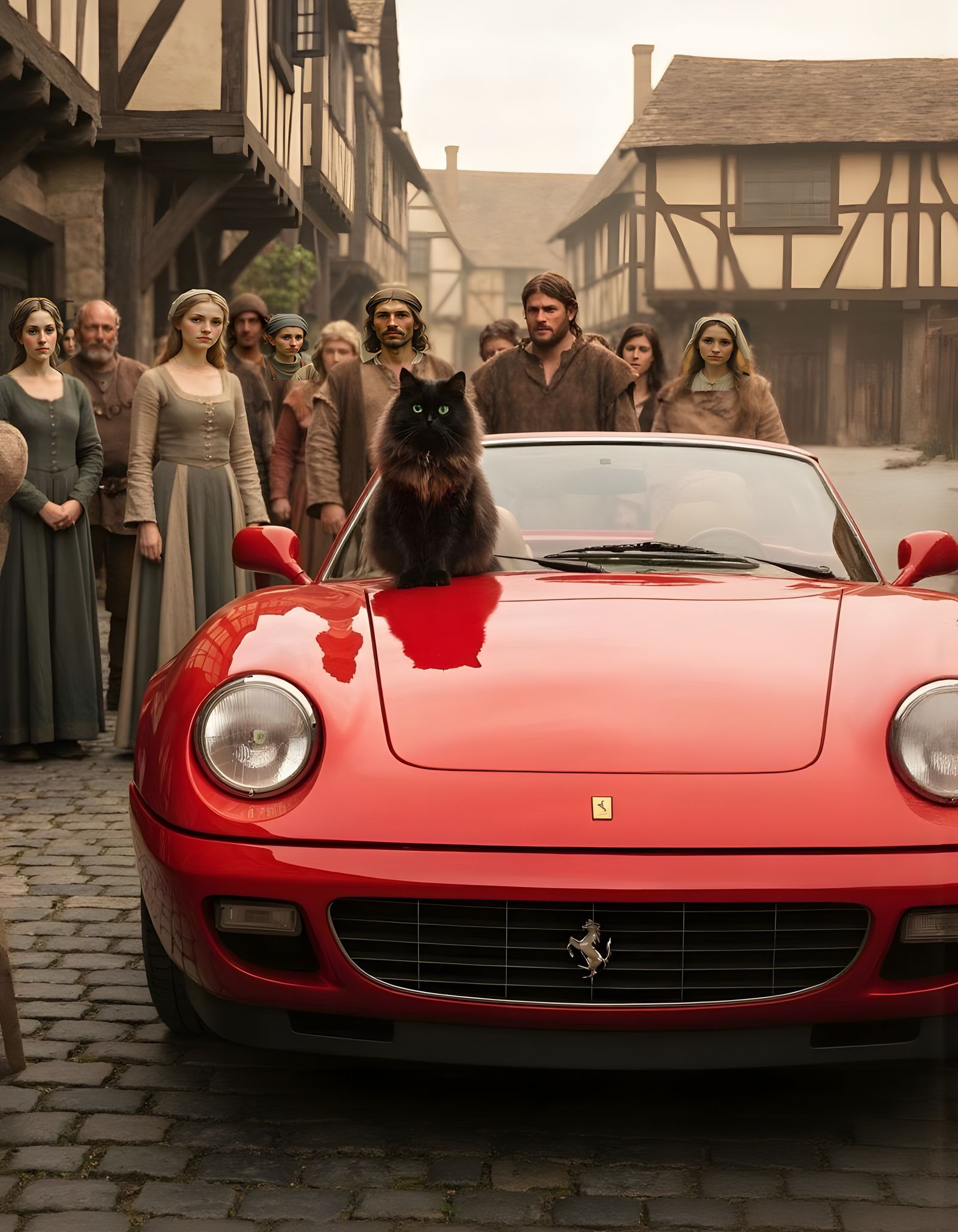 kitty's Time Machine confuses a Medieval village  by @crumbly