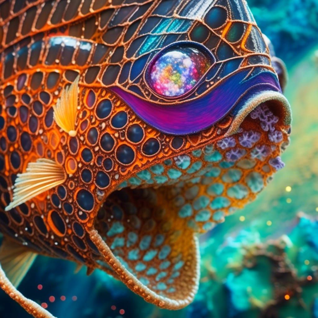 <lora:Nebular:0.5>  a intricate detailed fish in front of space nebular