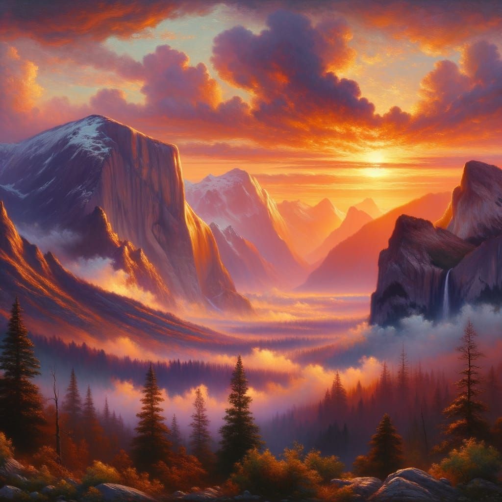 serene mountain range at sunset