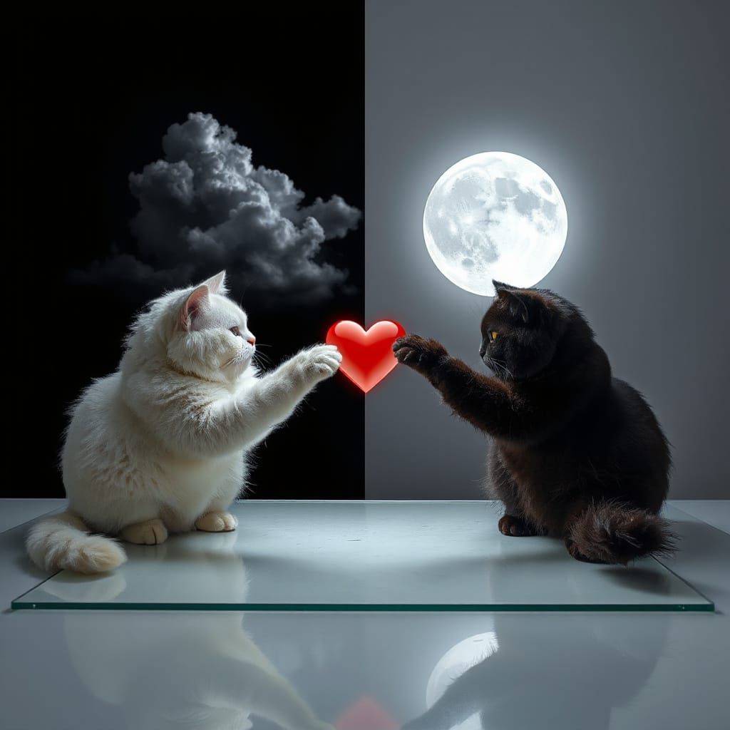 Cats Reach for Love in Contrasting Worlds