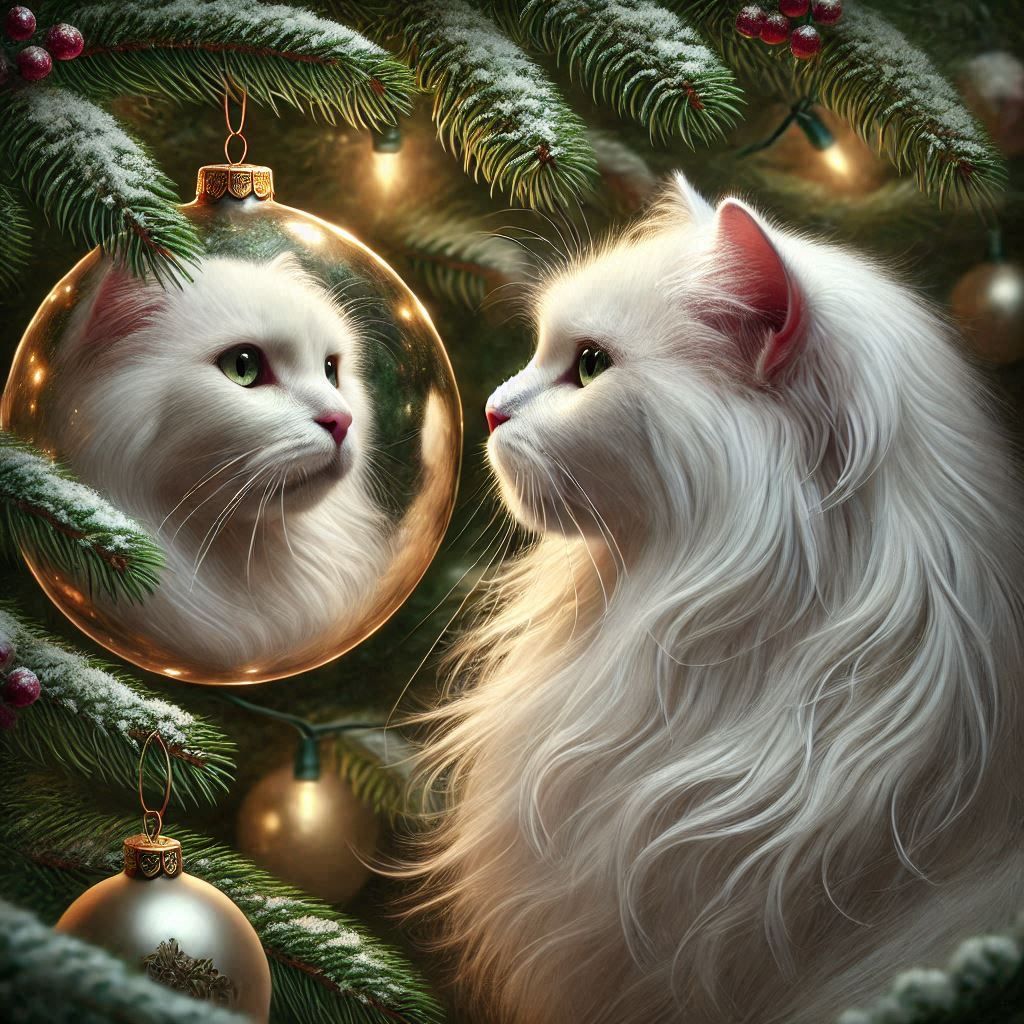 Cats at Christmas see Reflection, a series