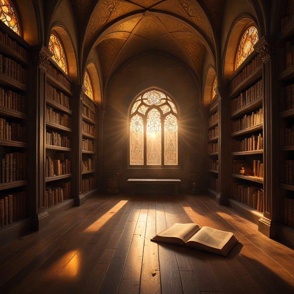 Magical Study Room with Stained Glass Light