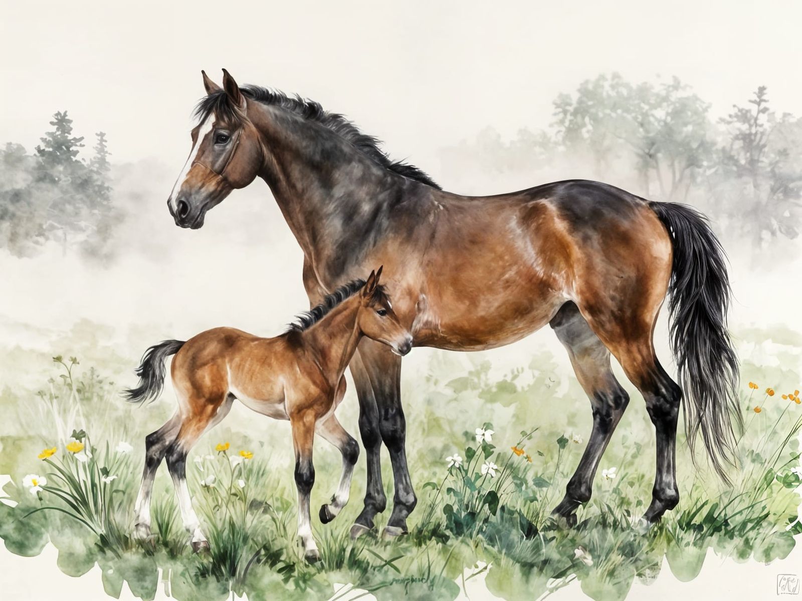 Thoroughbred mare and foal   by @Dreamer in Hell