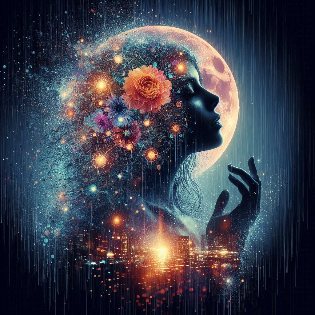 double exposure beautiful fantasy portrait landscape..