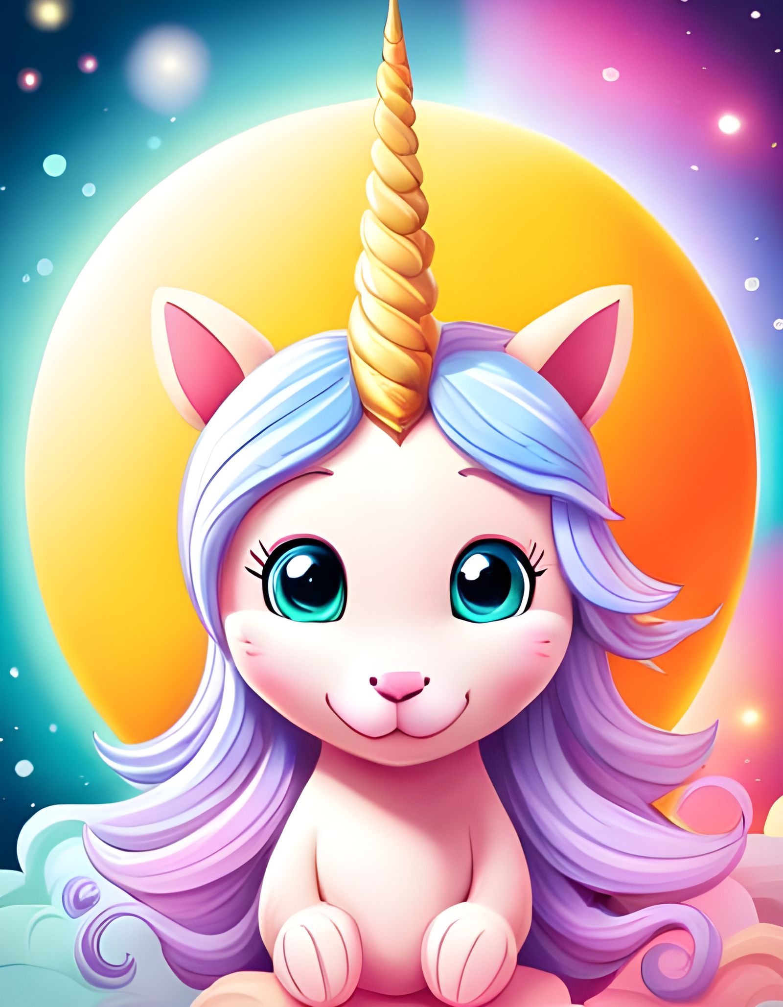 Baby, cute, cartoon Unicorn - AI Generated Artwork - NightCafe Creator