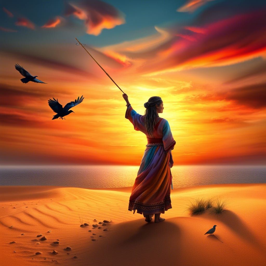 Sunset in desert
