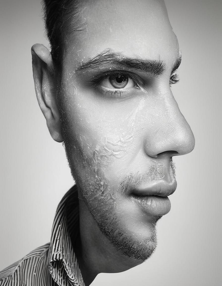 Merged photo portrait very high resolution sharp detail