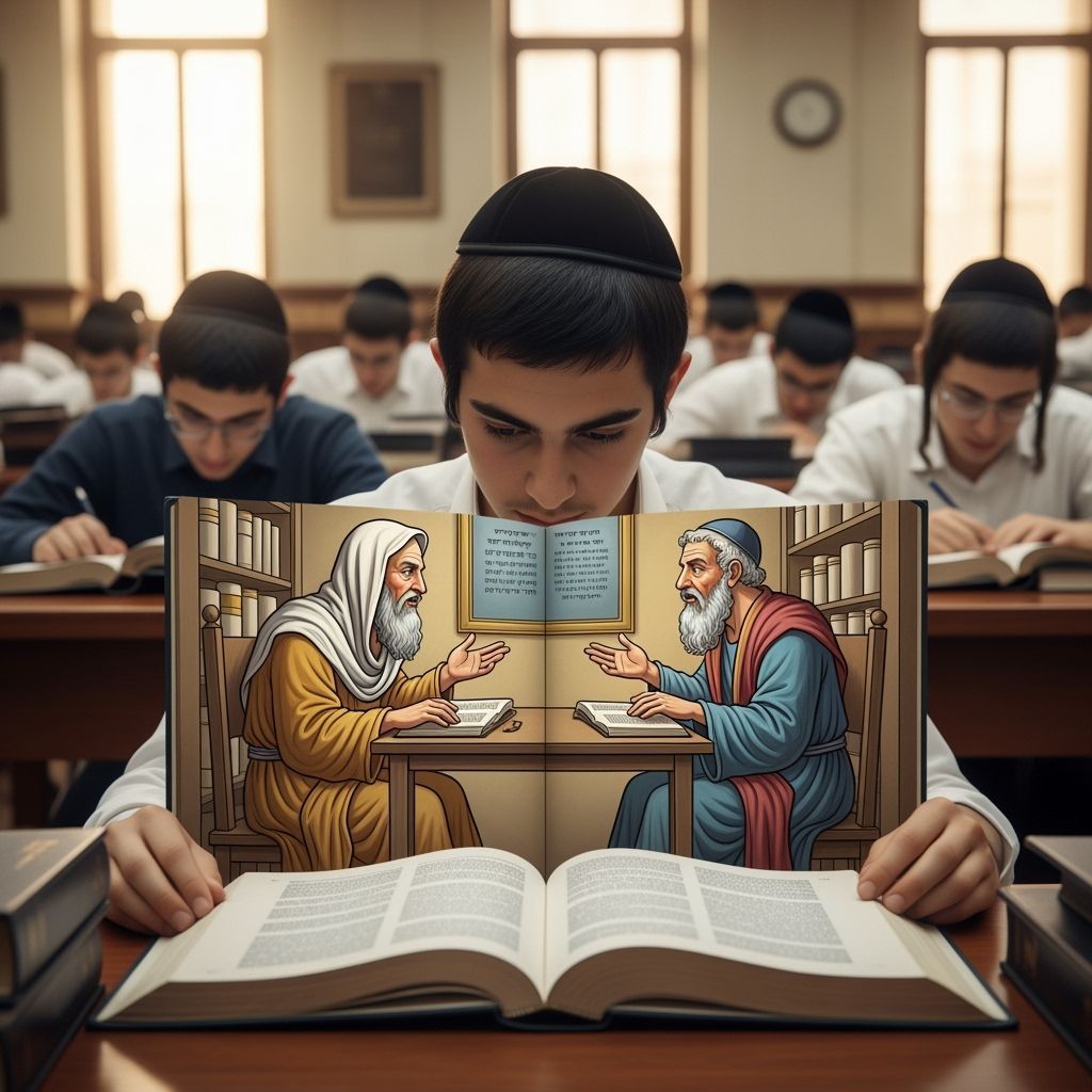 Orthodox Jewish Student Immersed in Talmud Study