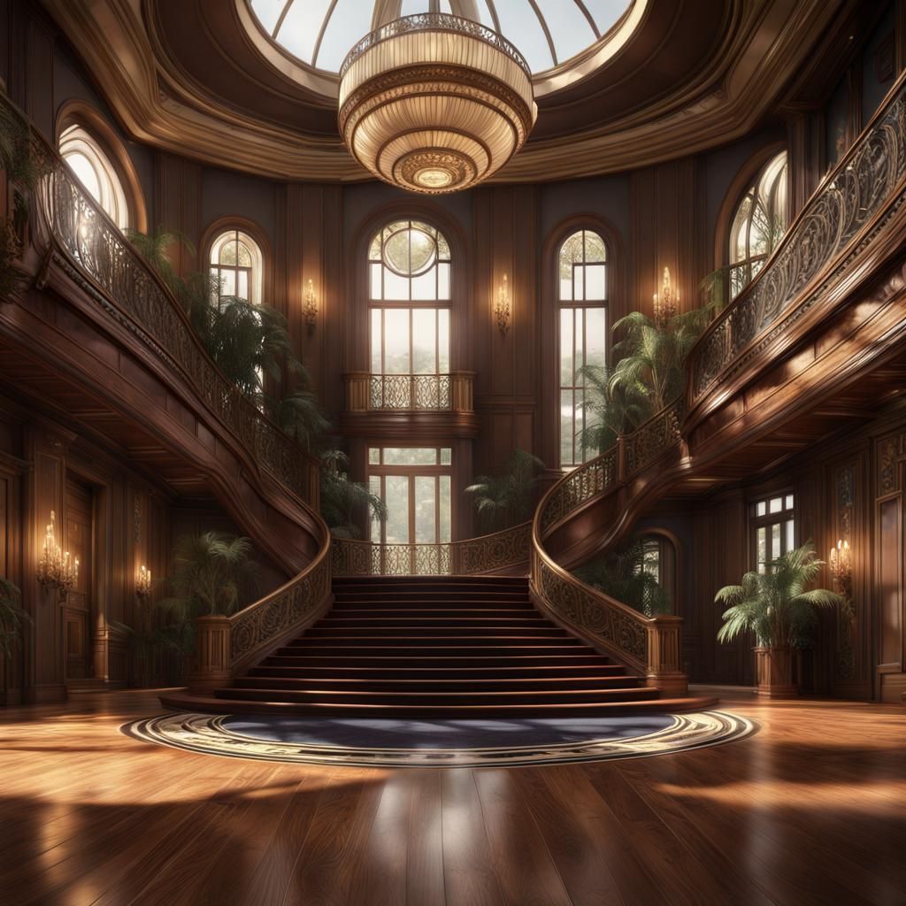 The Great Gatsby movie, a scene inside the palace, in a large circular ...