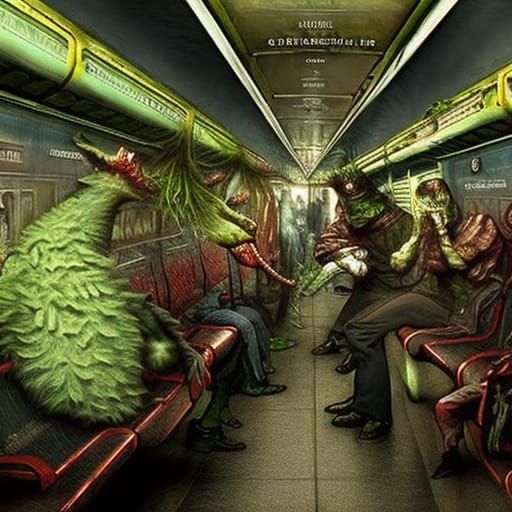 furry carniverous plants eat victims in train subway station...