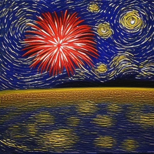 Starry night fireworks