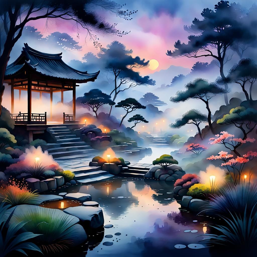Misty zen garden