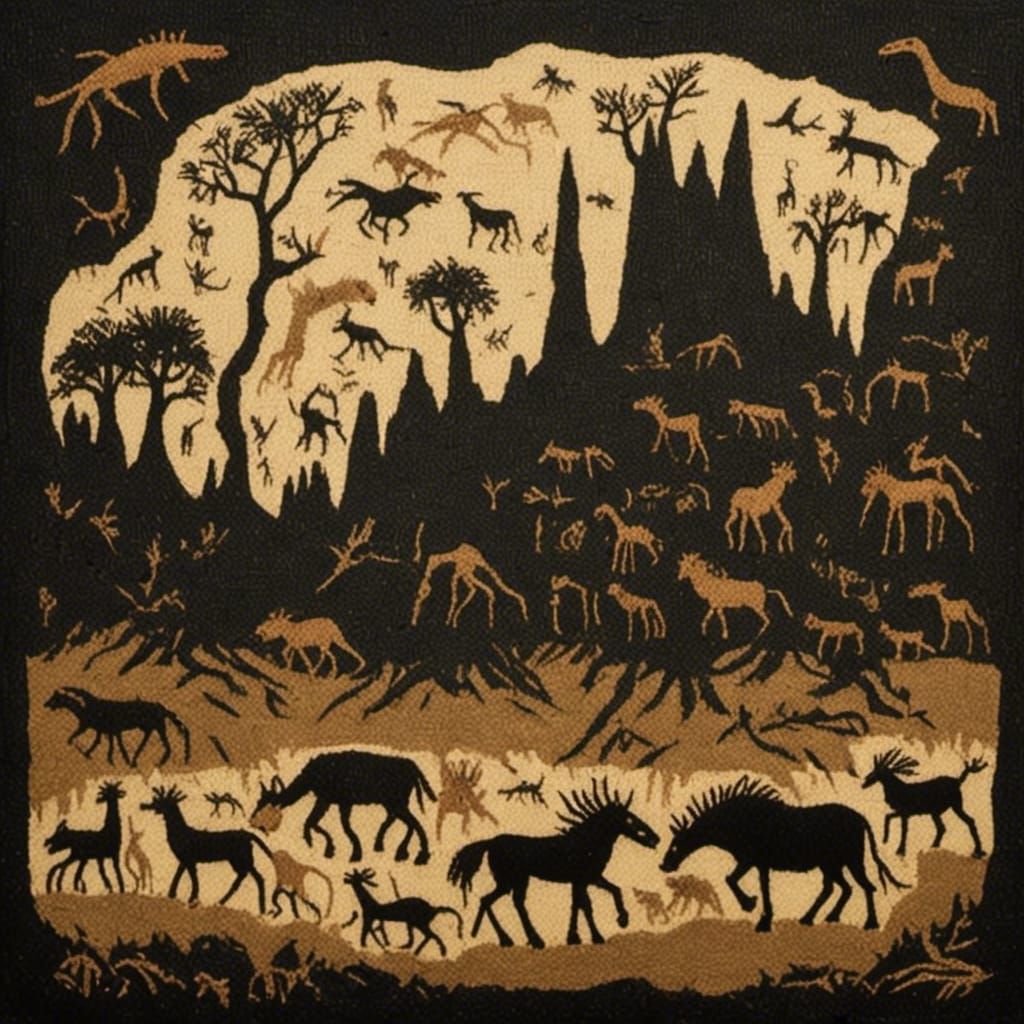 <lora:Stone Age Silhouette:1.0> Black island 