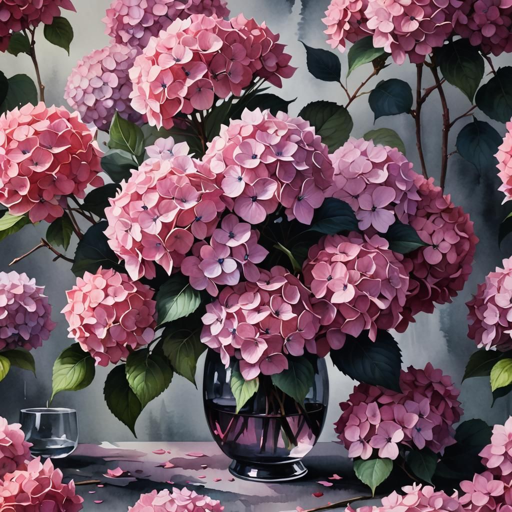 Dark & Moody Watercolor Art:
Hydrangea Painting: Abstract pi...