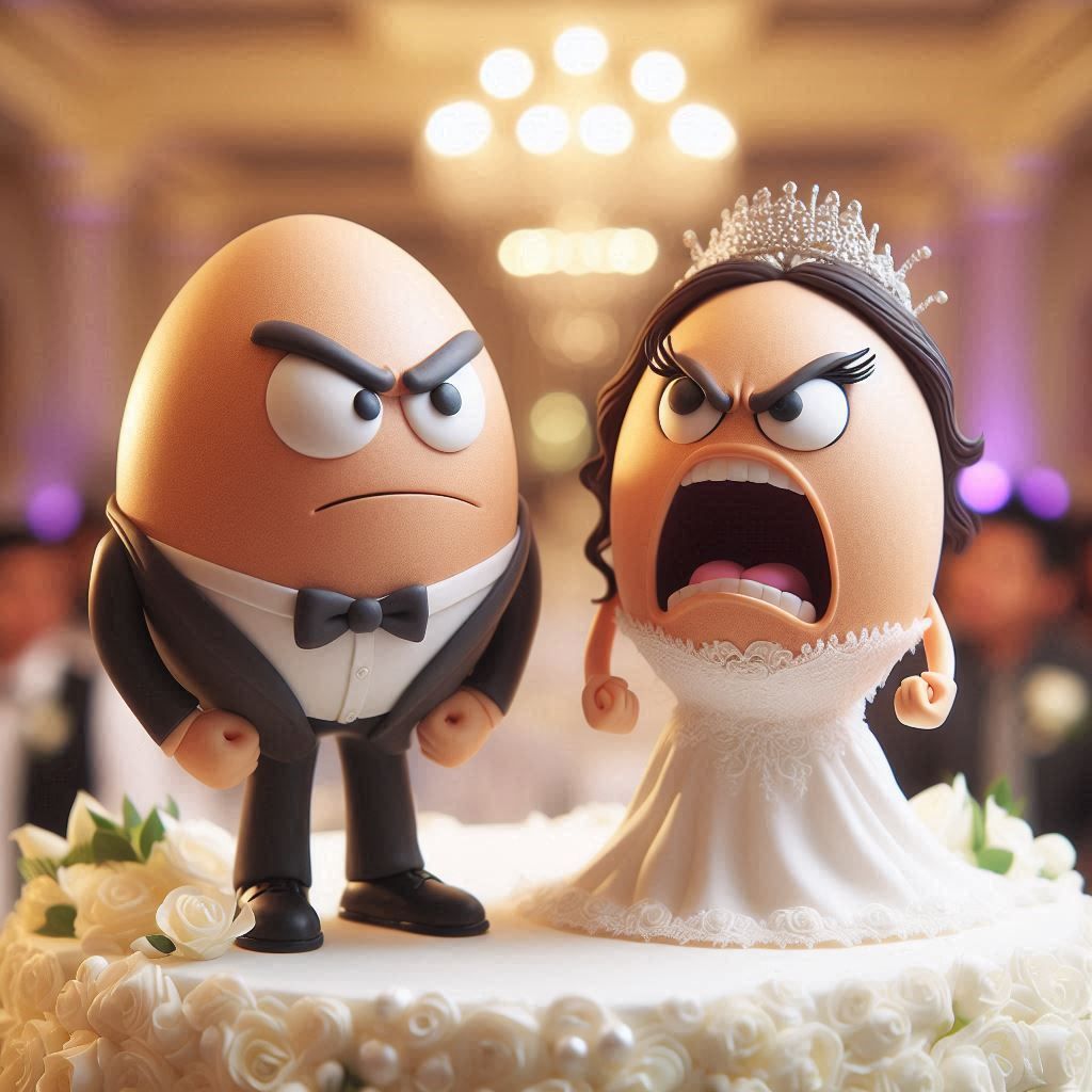 Angry Egg Wedding Cake Topper