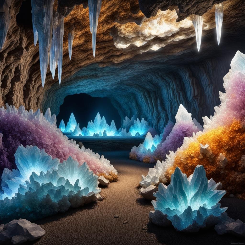 Splendor of colors in the underground grotto