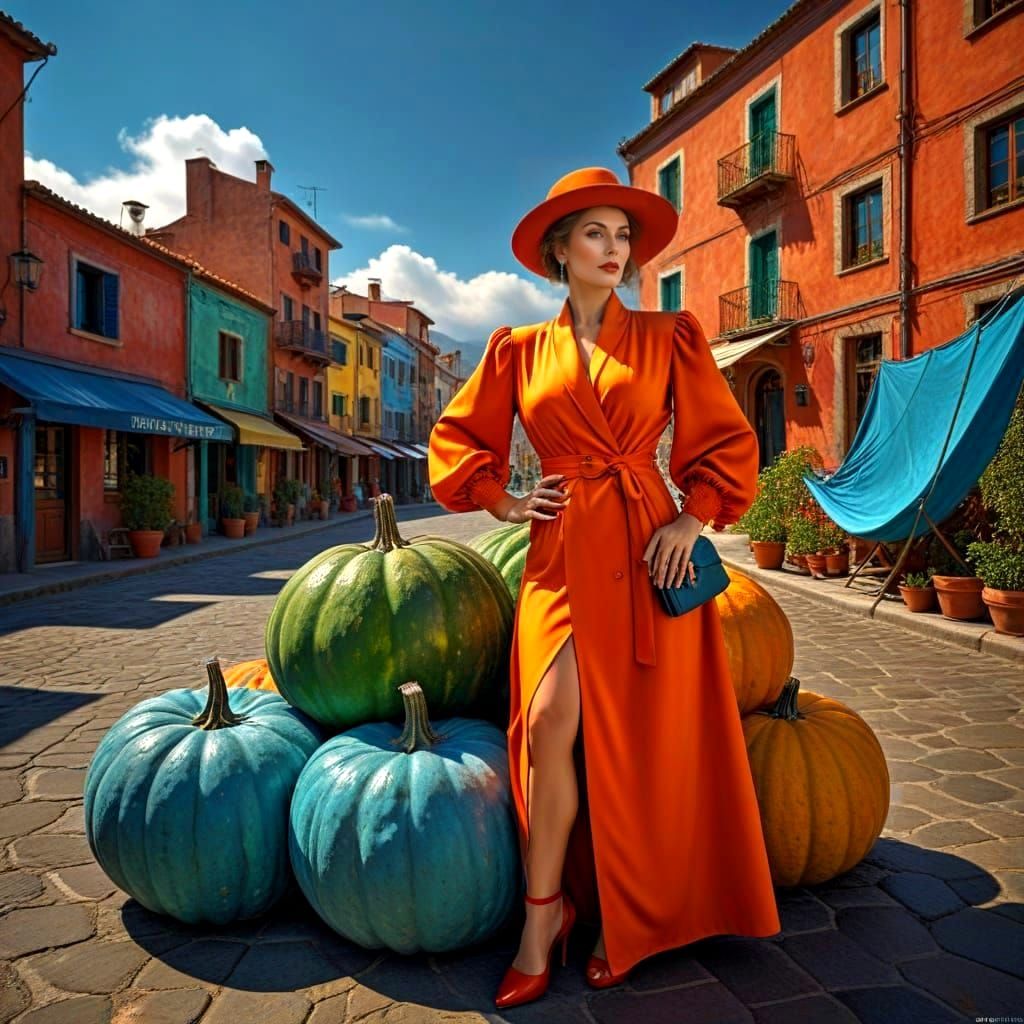Elegant Lady in Vibrant Surreal Surroundings