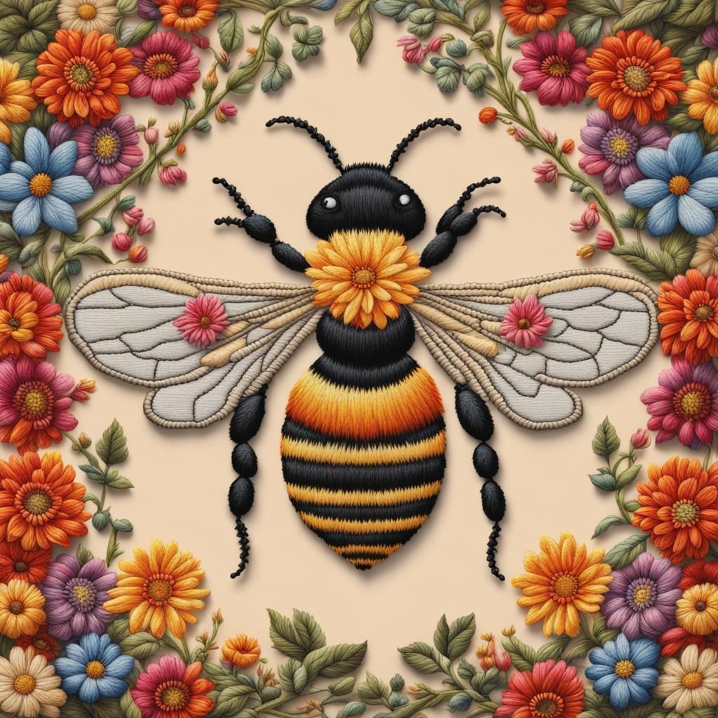 Embroidered Bee  by @River Aquarius