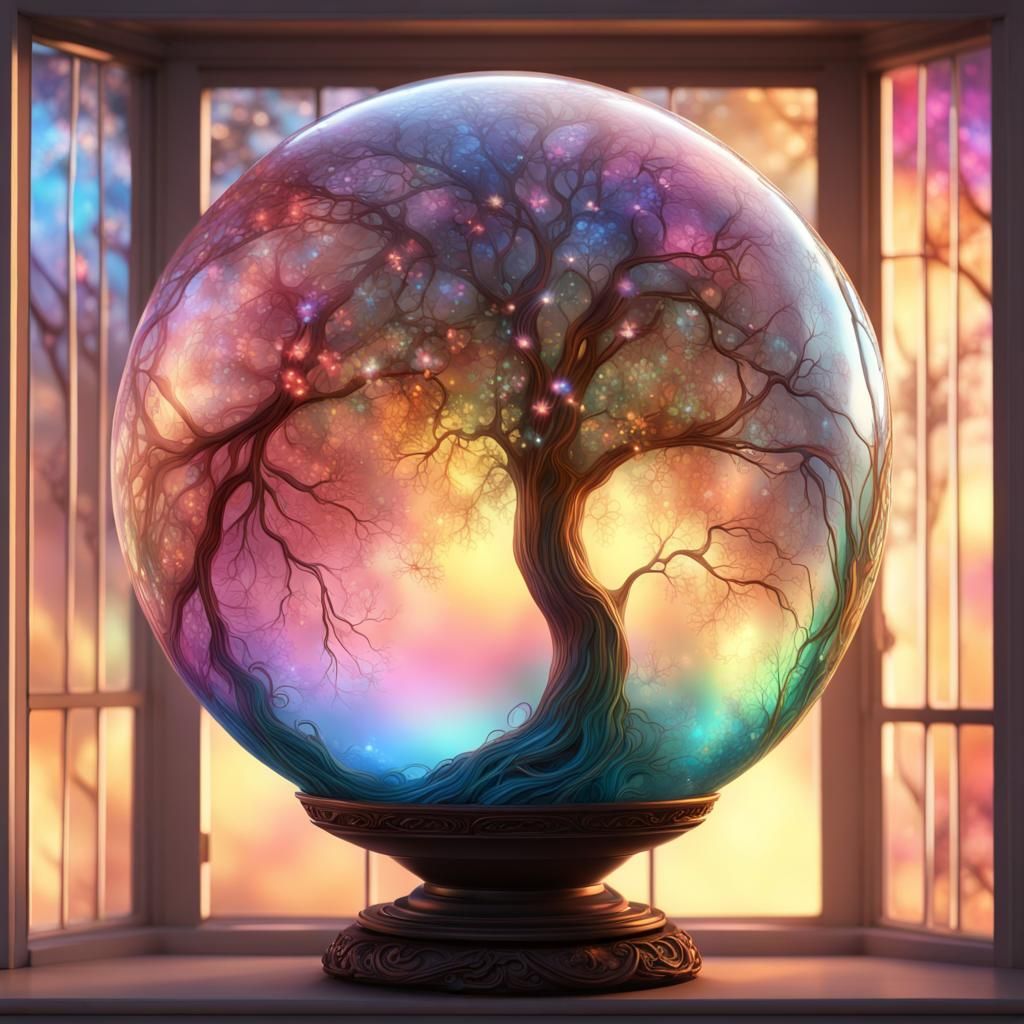 Celestial Reverie: Sunset Blooms in Crystal Harmony