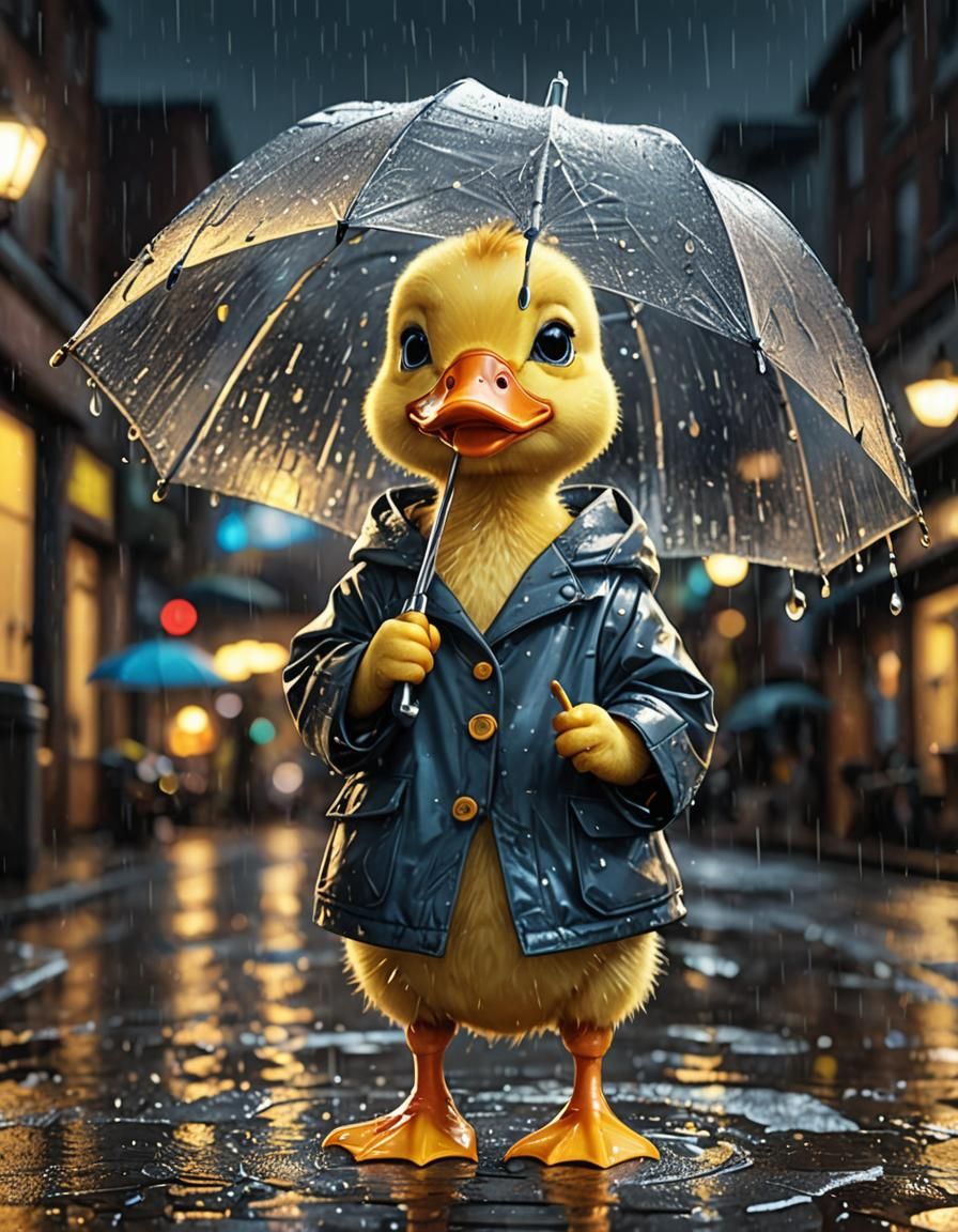 Duckling in the rain