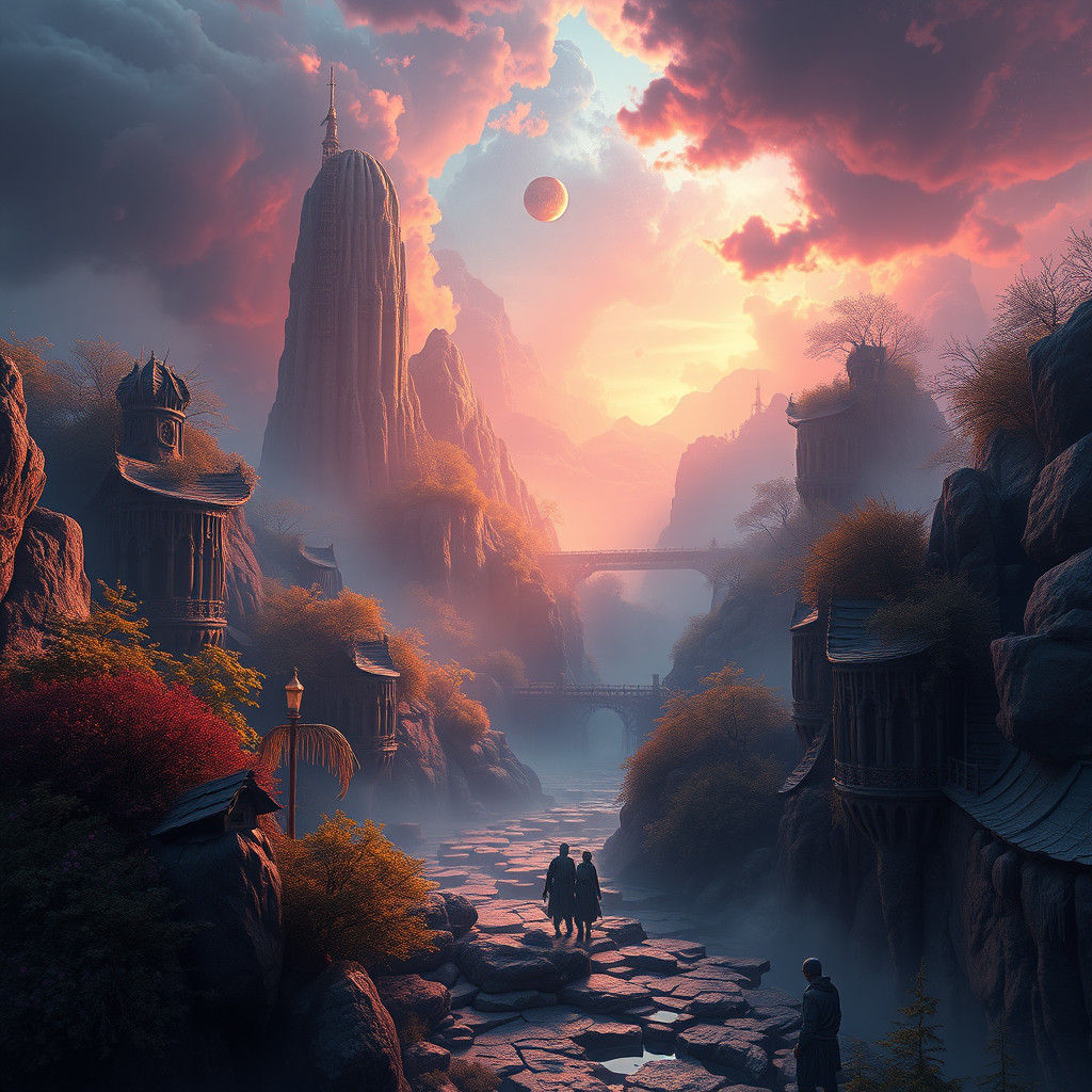 Mystical Realm Melody: A Dreamlike Matte Painting