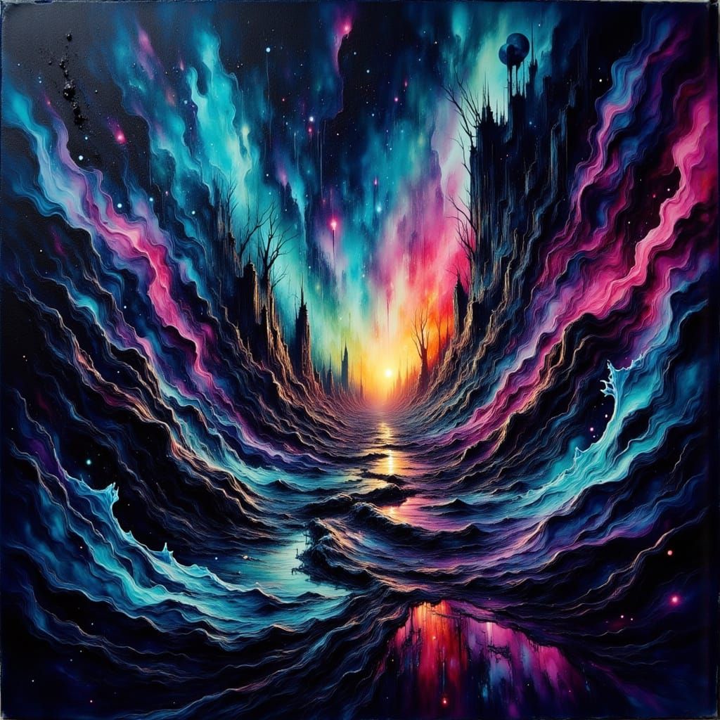 Eerie, Expressive Artwork in a Bold, Abstract Style