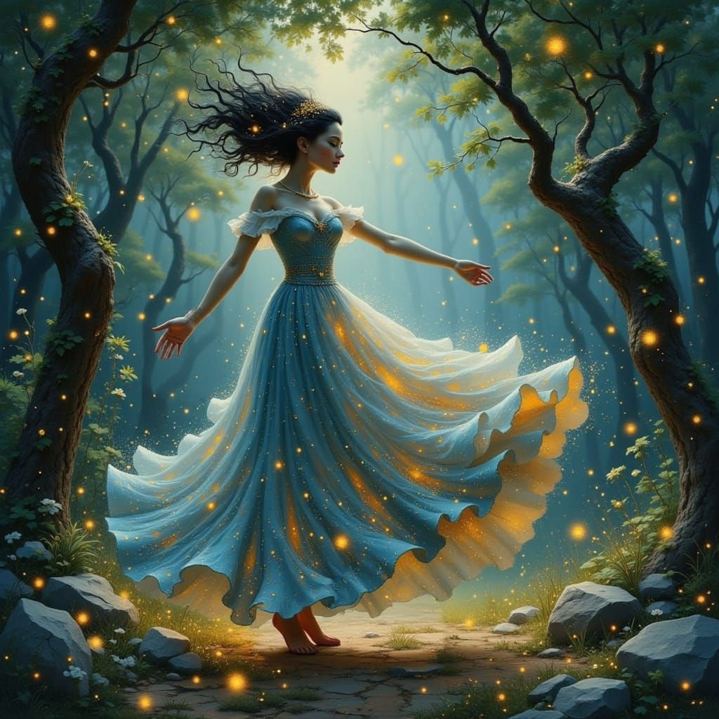 Enchanted Forest Dancer in Luminous Glow