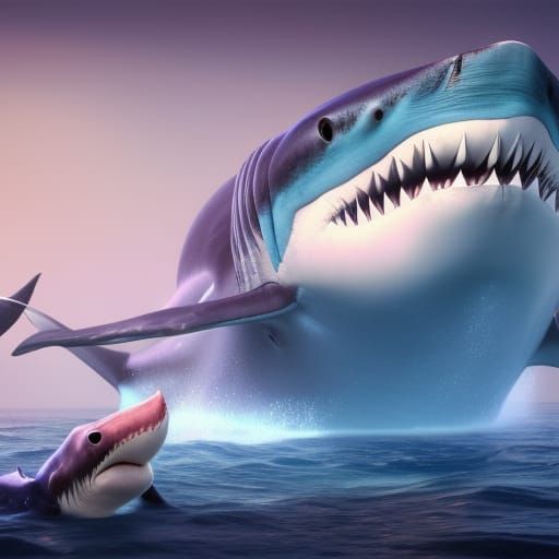 Shark Fighting Attacking A Blue Whale