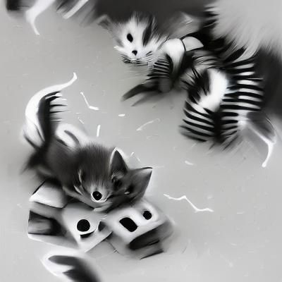 Chaotic kitten monochrome